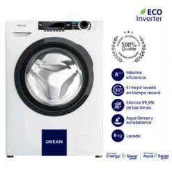 Lavarropas Carga Frontal Ecoinverter 8 Kg Blanco Drean - LFDR0814SB0