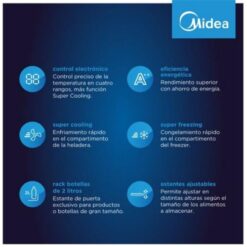 Heladera Midea con Freezer No Frost Inverter Gris 412 L (MDRT580) - Imagen 5
