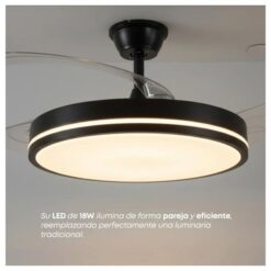 Alternative view of Ventilador De Techo Abon Garden Zentra Retráctil Negro C/ Aspas Transparentes (AGZ42300NE)