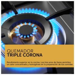 Anafe a Gas Vondom 60 Cm Vidrio Templado Negro (VAG60N4/ME) - Imagen 2