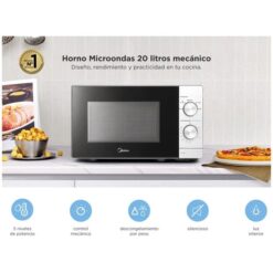 Microondas Midea 20 Lts Mecánico Silver (MWMN120SAR1) - Imagen 5